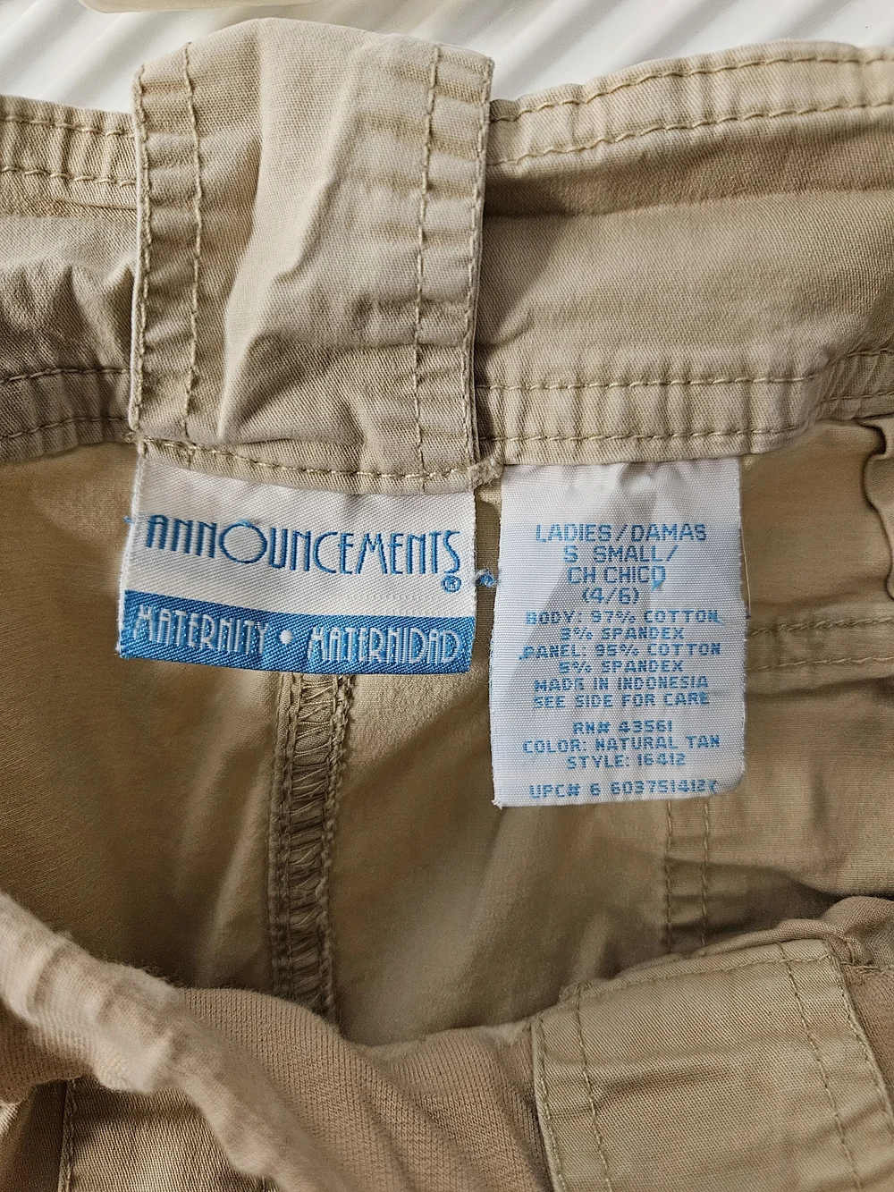 Women’s Maternity Beige Cargo Capris with Button-Tab Details